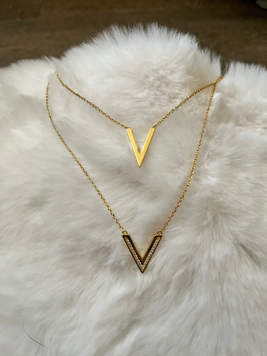 Gold plated double necklace