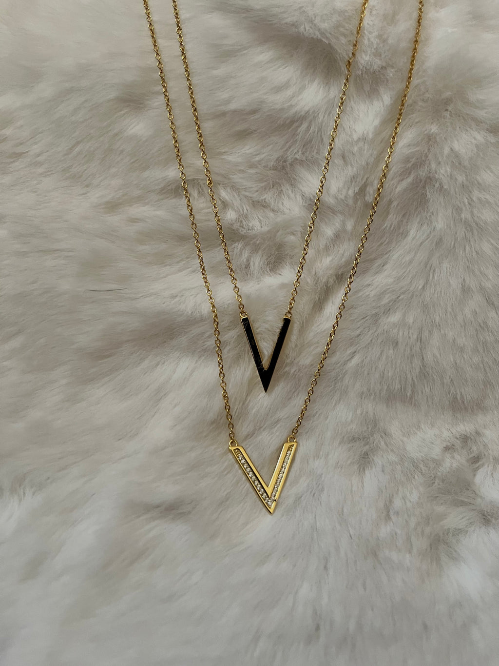 Gold plated double necklace