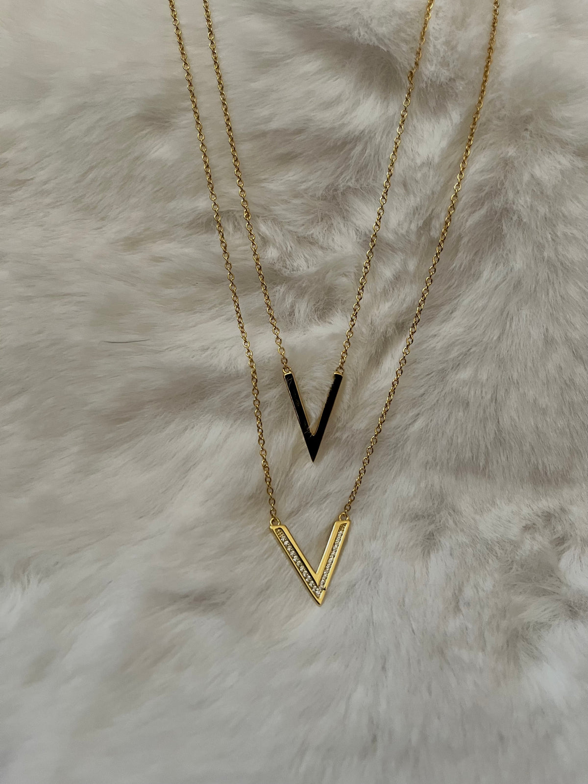 Gold plated double necklace