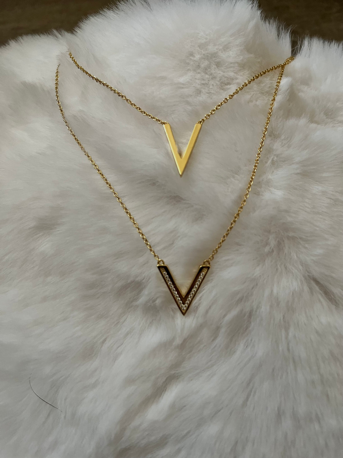 Gold plated double necklace