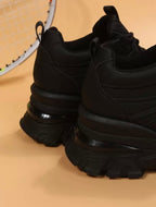 Thick leather high heel sneakers