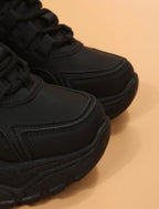 Thick leather high heel sneakers