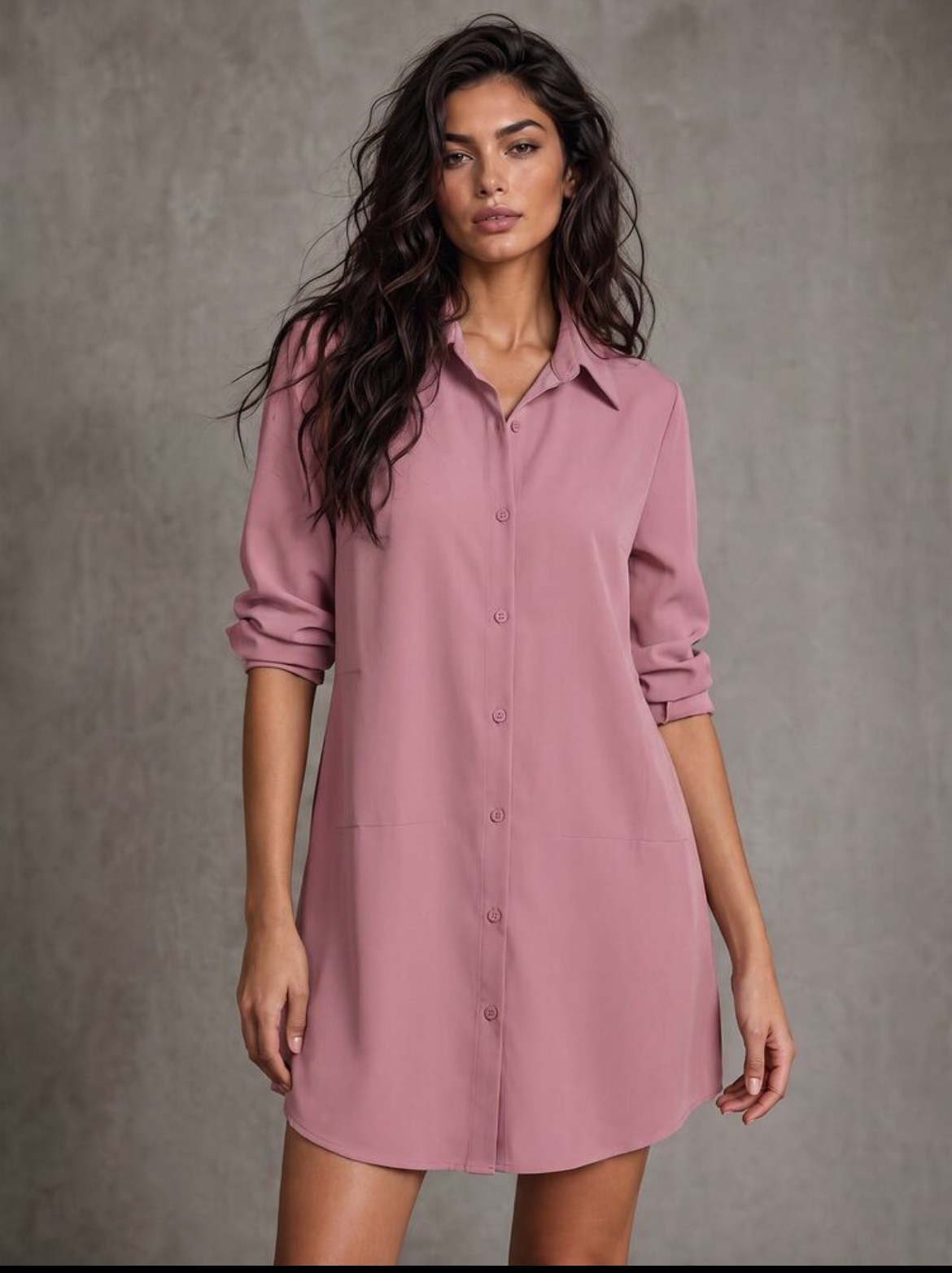 Dusty pink shirt dress S