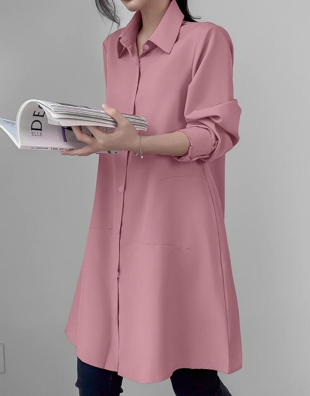 Dusty pink shirt dress S