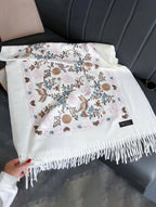 Embroidered floral scarf