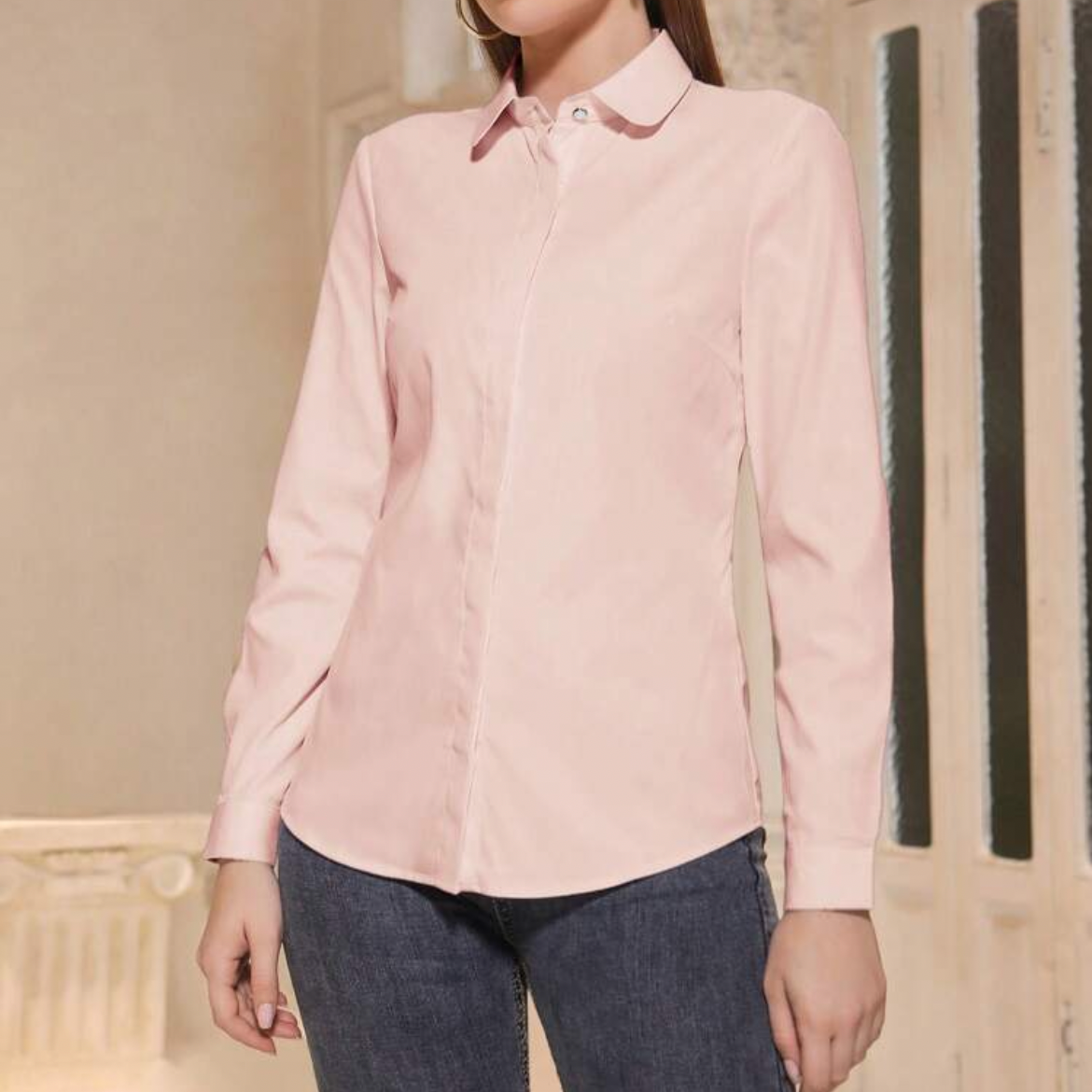 Baby pink formal shirt S