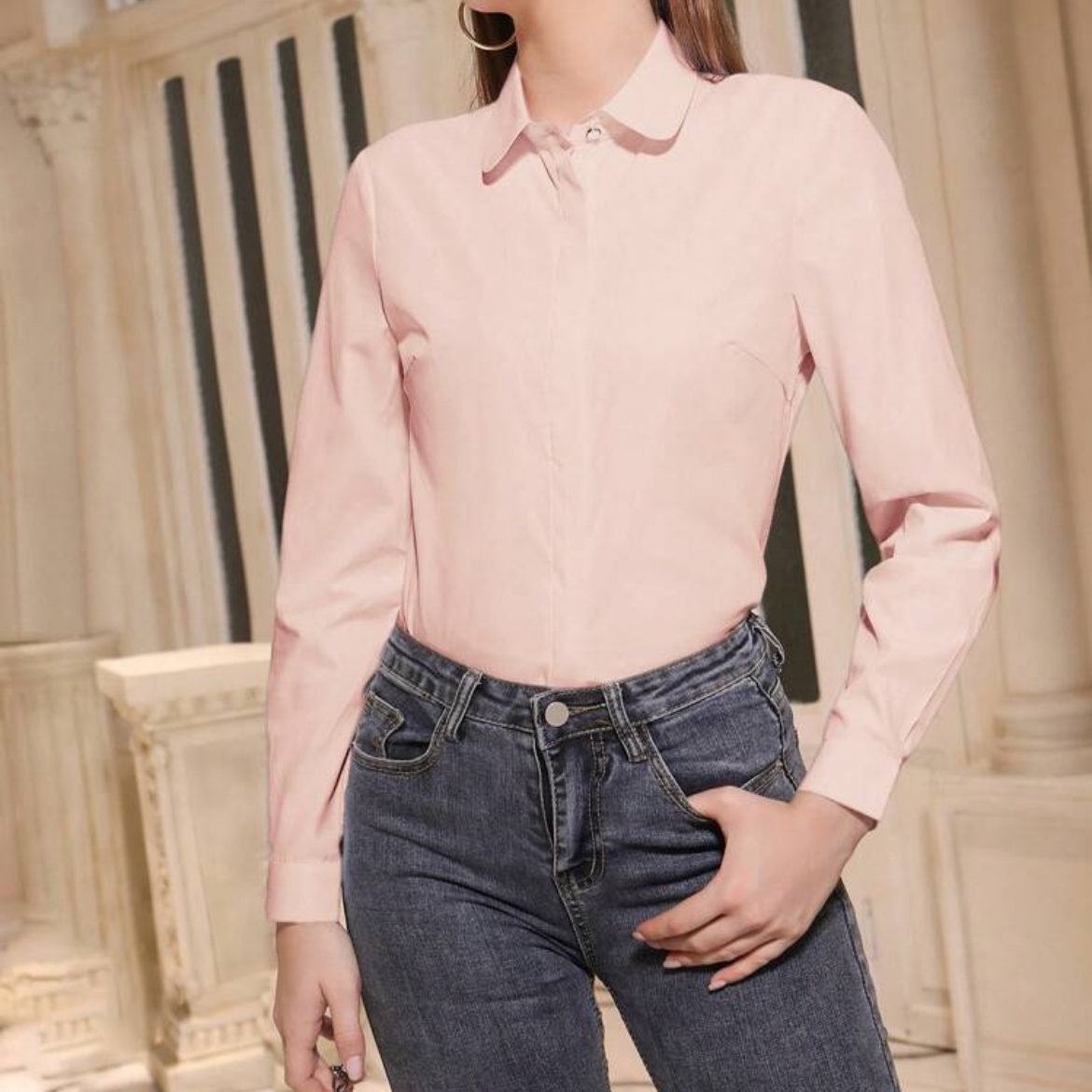 Baby pink formal shirt S