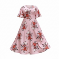 V neck ruffle sleeve floral print dress