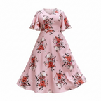 V neck ruffle sleeve floral print dress