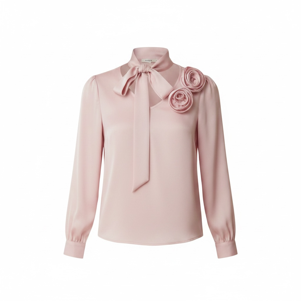 Satin flower blouse