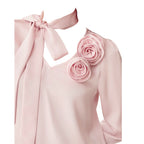 Satin flower blouse