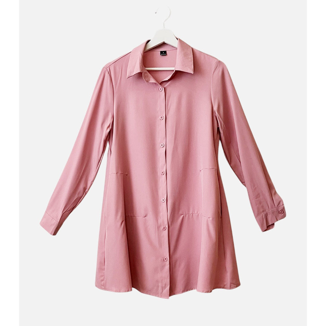 Dusty pink shirt dress S
